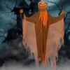 Halloween Hanging Pumpkin Ghost with Lighted Head Sound Rotating Motion Spooky Skeleton Props Outdoor Tree Porch Garden Party Decoration