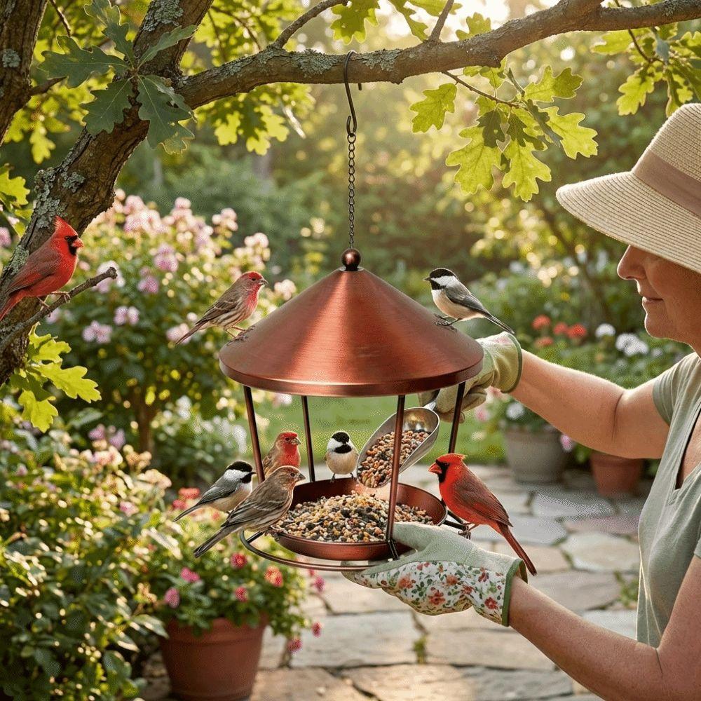 Spacious Holder Hanging Bird Feeder Rustproof Bird Food Container  Outdoor Garden