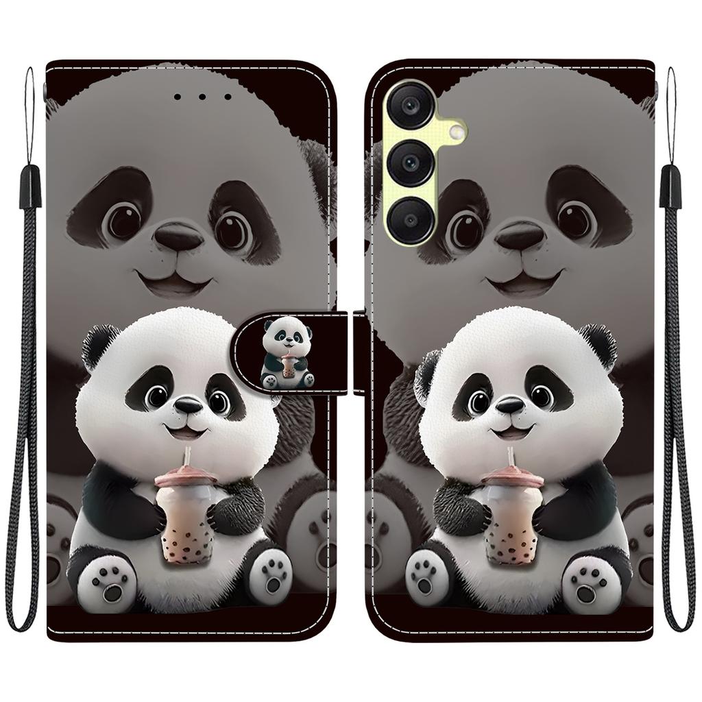 Handmade PU Leather Flip Case for Samsung Galaxy A25 (SM-A256E/A256B)- Anti-Slip Shockproof Cover with Wrist Strap & Heart/Rose Cat Designs