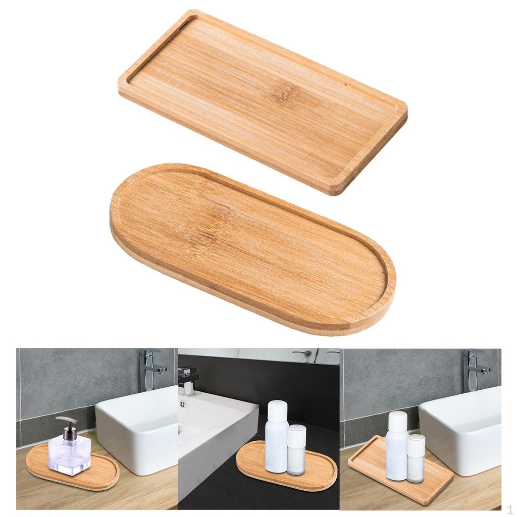 2x Portable Vanity Tray Bathroom Serving Multipurpose Soap Holder Toilet Tank Display