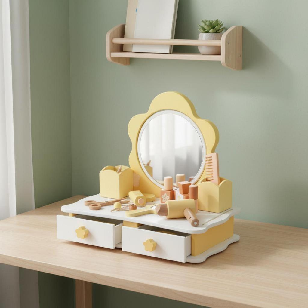 Flower Vanity Table Early Learning Toy Makeup Educational for Nursery