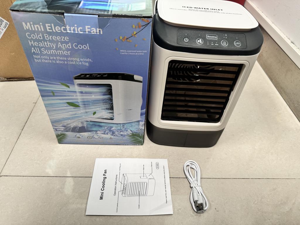 Portable Air Conditioner, Desktop Cold Fan with Colorful Atmosphere Light, Evaporative Air Cooler with Ice Box, 3 Wind