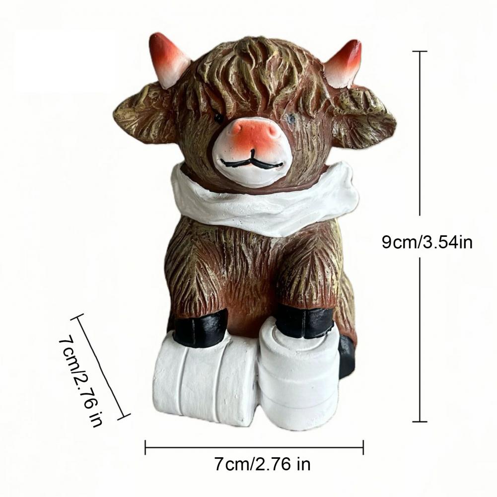 1/3 Stück Badezimmer Hochlandrind Figur Baden Lesen Buch Toilettenpapier Hochlandrinder Harz Statue Skulptur Ornament Dekoration