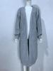Solid Color Women's Knitted Mid-length Cardigan with Pockets
