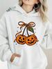 2025 Halloween Pumpkin Cherry Bowknot Hooded Sweatshirt, Casual Loose Fit for Europe and America