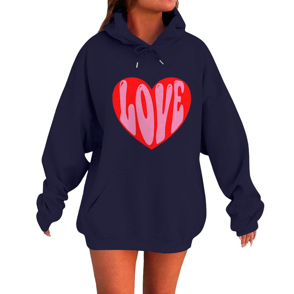 Women's Loose Comfortable Casual Fashionable Love Printed Long Sleeved Sweatshirt