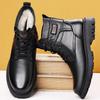 Men's High-Top Leather Martin Boots - Winter Wool Lined, Thick Sole, Warm Cotton Snow Boots
