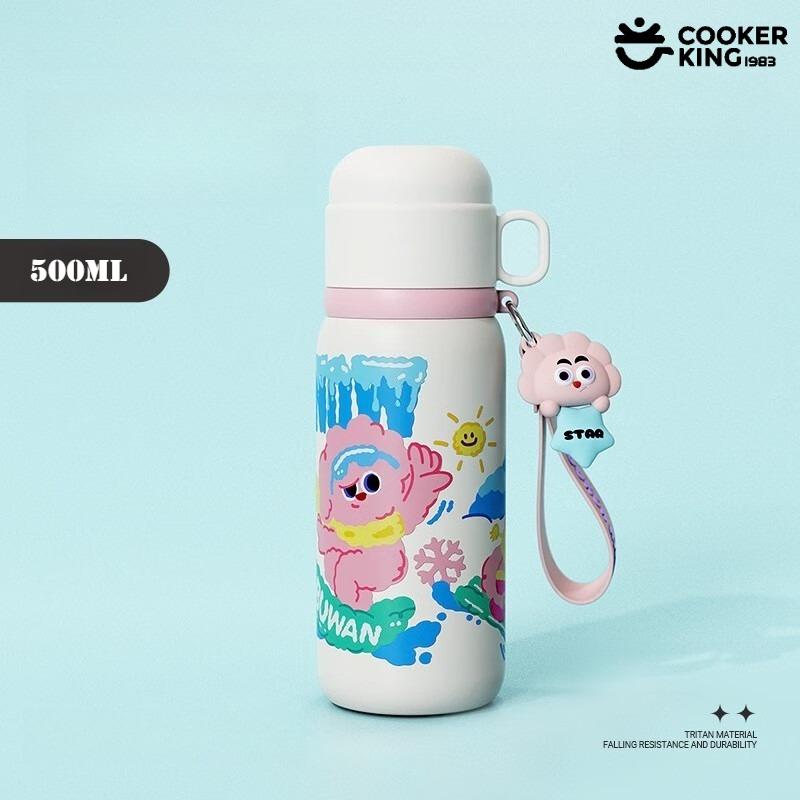 COOKER KING 500ML 316/304 Stainless Steel+PP STAR Straw Insulated Cup Water Bottle Vacuum Insulated Bottle Thermos Bottle Cups 500ml