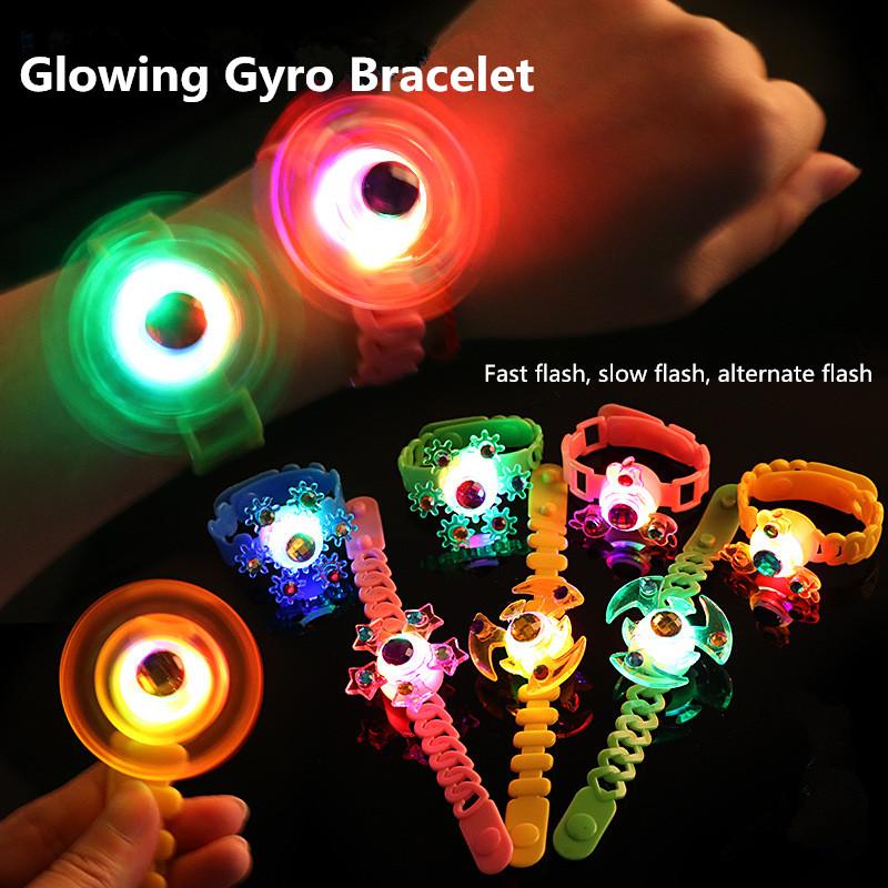 Luminous Wrist Band Manual Rotating Soft Flash Gyro Bracelet LED Cartoon Lights Glow In christmas
