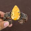 Natural Brecciated Mookaite Handmade Copper Wire Wrap Bangle Adjustable W5N45