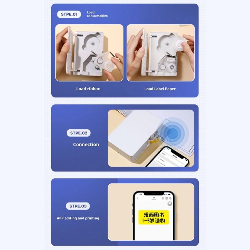 Colorful Carbon Tape Ribbon Thermal Transfer Printer Refill Tape Replacement Ribbon Cassette for B18 Machine Accessories