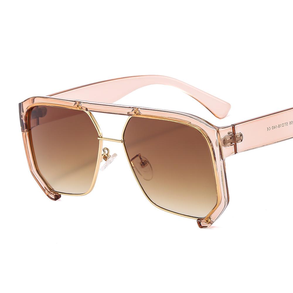 New Arrivals 2024 Unisex Square Frame Tinted Carbon Fiber Custom Bulk Female Oversize Women Vintage Double Bridge Sunglasses