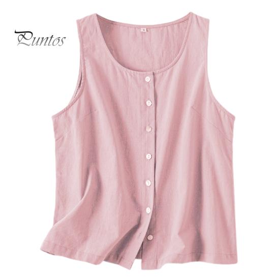 

Женский летний жилет с круглым вырезом, свободные топы без рукавов, однотонные топы с планками на пуговицах, уличная одежда M розовый