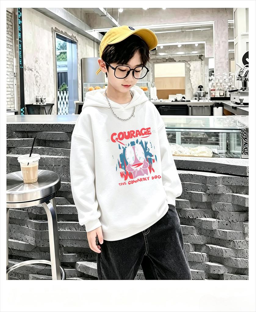 Children's hooded sweatshirt,trendy,American retro cartoon pattern print,large-sized loose-fitting versatile hooded top for boys