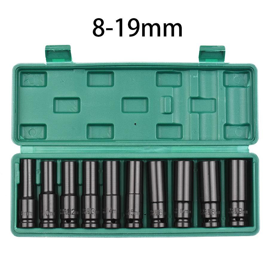 1/2Inch Drive 6-Point Impact Socket Set 10-Piece Metric Sizes 8-24m/10-24mm Carbon Steel Impact Socket Set with Hard Storage Box