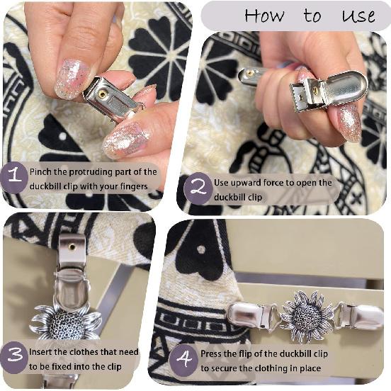 3PCS Dress Clips Back Cinch Retro Silvery Sweater Dress Clothing Cincher Clips to Hold Sweater Toge Shirt Tightener Clip for Different Women Clothing