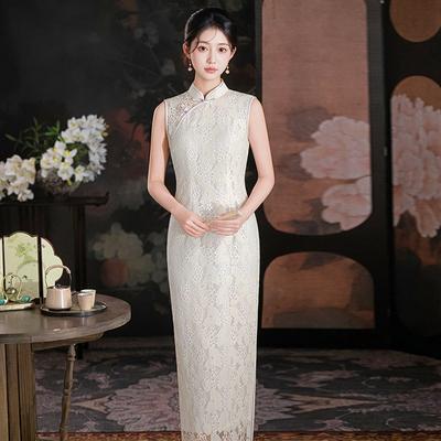Sleeveless Lace National Style New Chinese Long Cheongsam Improved Young New Women's High Sense Summer