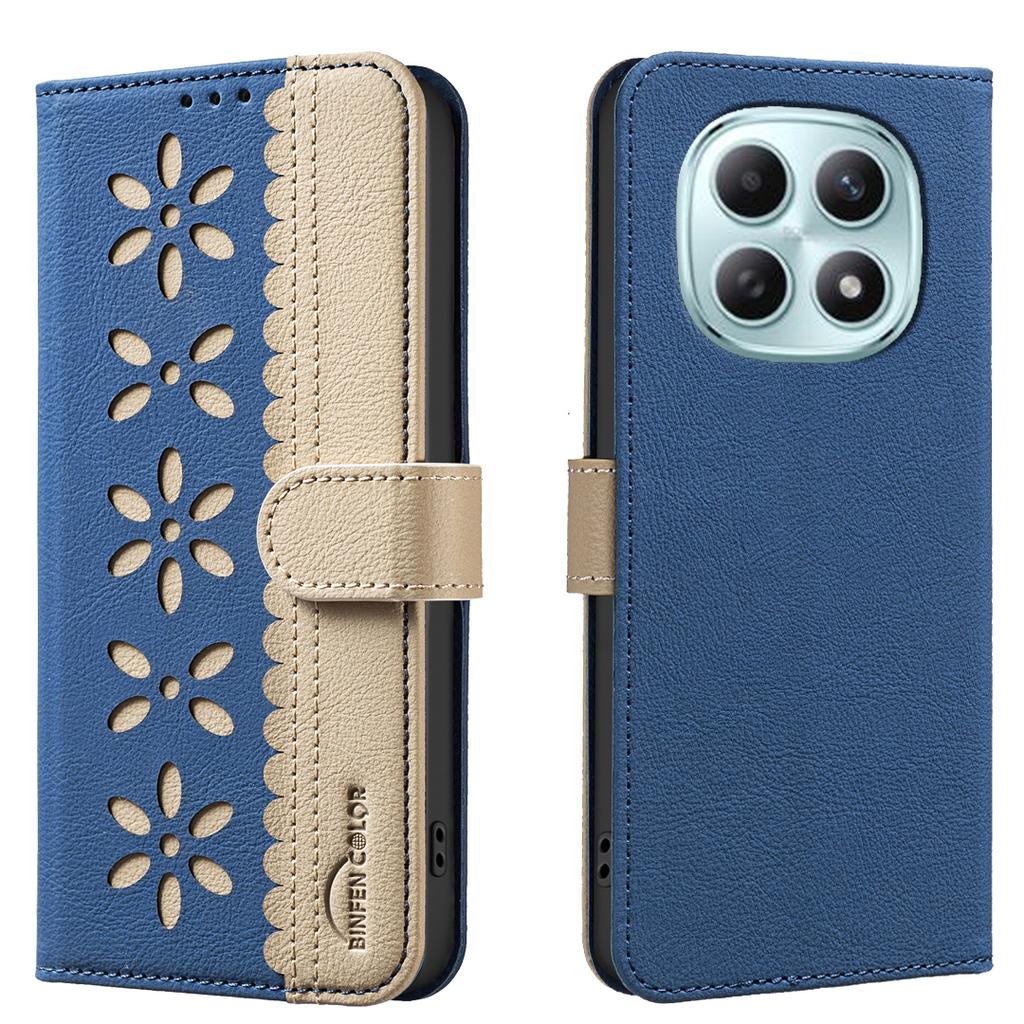 Pro Xiaomi Poco M8 5G/Redmi Note 15 5G (Globální)/15 4G (Globální) Kožené pouzdro BINFEN COLOR BF36 Květinový vzor Kryt na telefon Peněženka se stíněním RFID Stojánek