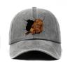 Vintage Cartoon Cute Puppy Print Washed Vintage Soft Top Sunshade Baseball Cap Unisex Versatile Baseball Cap