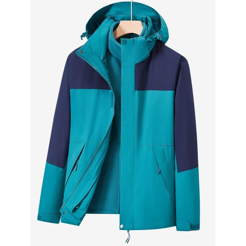 Herren- und Damen-Drei-in-Eins Abnehmbare Outdoor Wasserdichte Kletterbekleidung Frühling und Herbst Outdoor Winddichte Kletterbekleidung Jacke