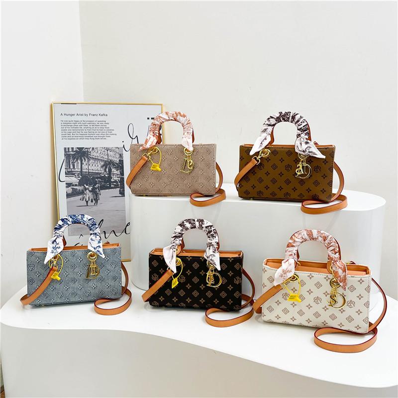 New high-end bag presbyopia silk scarf contrasting color Princess Diana bag portable shoulder women's bag