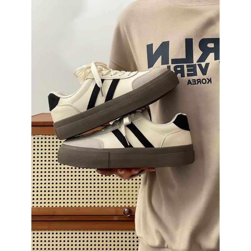 Women S Casual Sports Sneakers Thick Sole White Shoes Retro Style