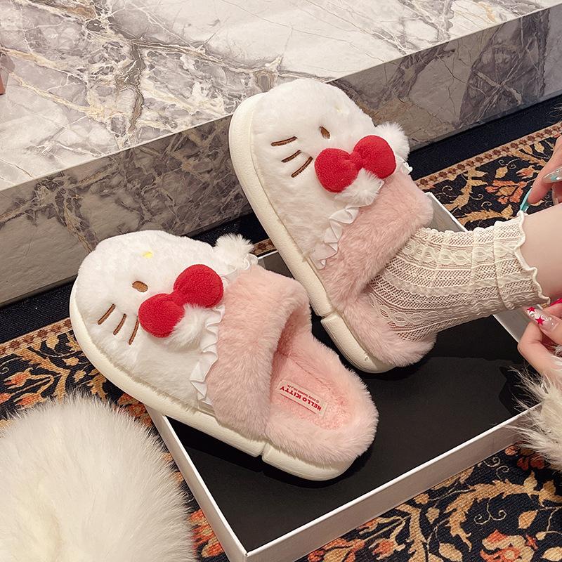 2025 Winter Baumwollpantoffeln Damen Winter Zuhause Indoor Dicke Sohle Baumwollmopp Warme Wollpantoffeln Haushalt Hausschuhe