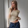 2024 Women's Solid Color Woolen Crew Neck Long Sleeve Autumn/Winter Top
