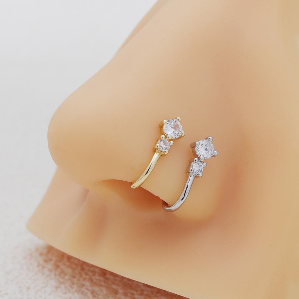 1Pcs Female Personalized Non-pierced U-shaped Nose Clip with Simple and Elegant Crystal Round Nose Stud