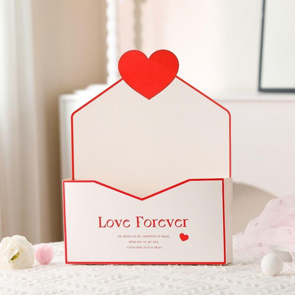 10 Stück Papier Valentinstag Umschlagboxen Faltbar Handgemacht Herzmuster Blume Geschenkbox DIY Strauß Umschlagboxen