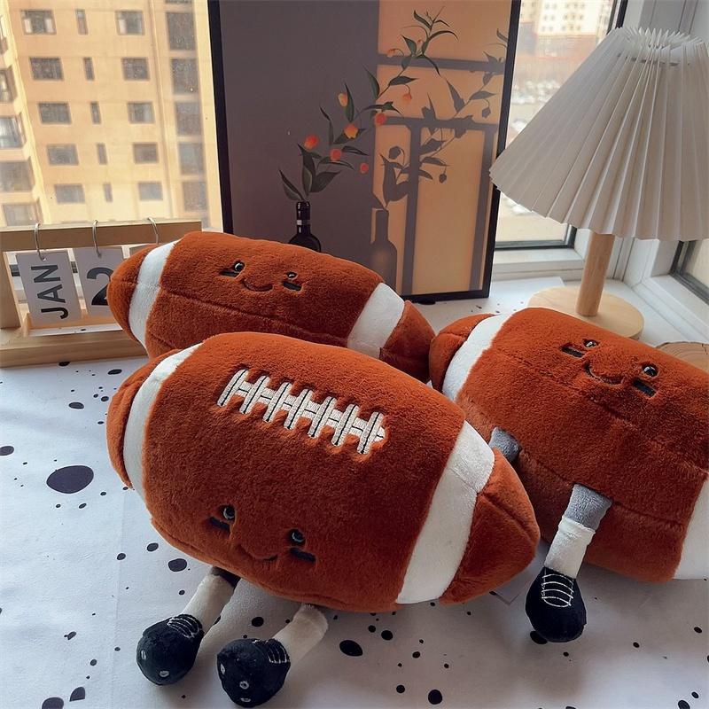 18cm Simulation Football Plush Cushion Sports Toys Supplies Kids Rugby Throw Short Pillow Stuffed Sports Toy Baby Plush Toy Gift