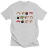 Custom Kawaii Rolls And Sushi Tshirt for Men Short Sleeves Leisure T Shirt Japanese Food Cartoon Manga Tshirt Pure Cotton Tee