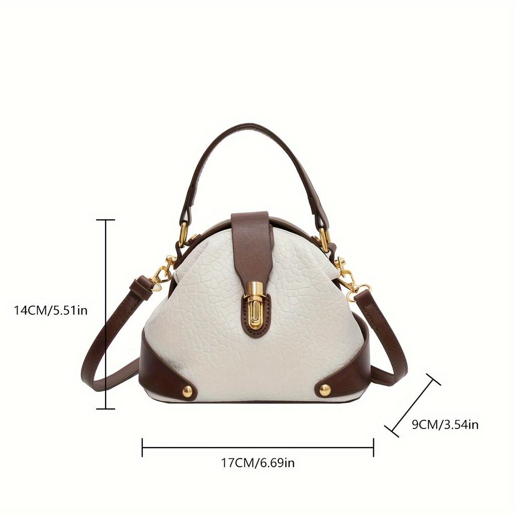 Luxury color-blocked crossbody bag, high-quality feel, stylish Western retro handbag, simple and suitable for commuting, elegant shoulder bag.