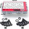 370pcs/12.9 Grade Black Hex Socket Head Cap Screws, Nuts, and Flat Washers Set; DIN912 Metric Bolt Fastener Set; M4 and M5 Bolts