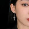 Cross Pearl Fringed Stud Earrings High-End Sense Niche Design Long Temperament Earrings Versatile