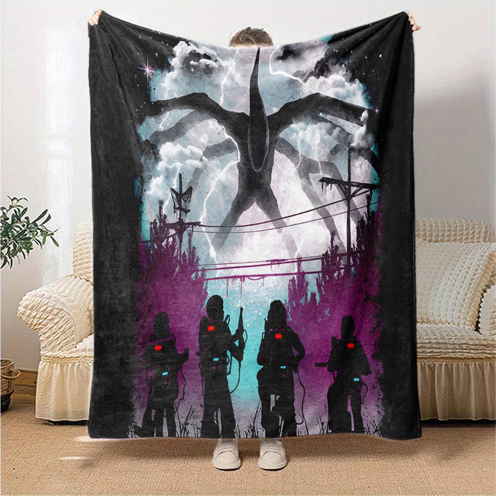 Stranger Eleven Upside Down Flannel Blanket, Soft Polyester, Modern Design, All-Season for Camping, Travel, Gifts for Holidays or Birthdays