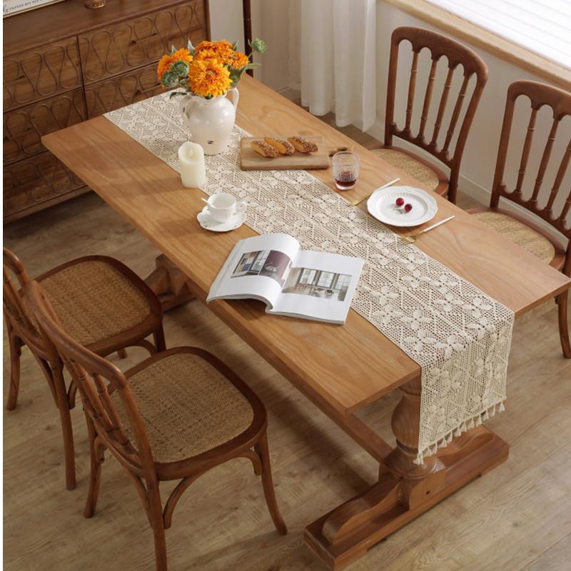 Beige Yarn Faux Hand Crochet Craft, Geometric Small Rhombus Pattern, Exquisite Hollowout Imitation Lace Country Romantic Fresh Leisure Series