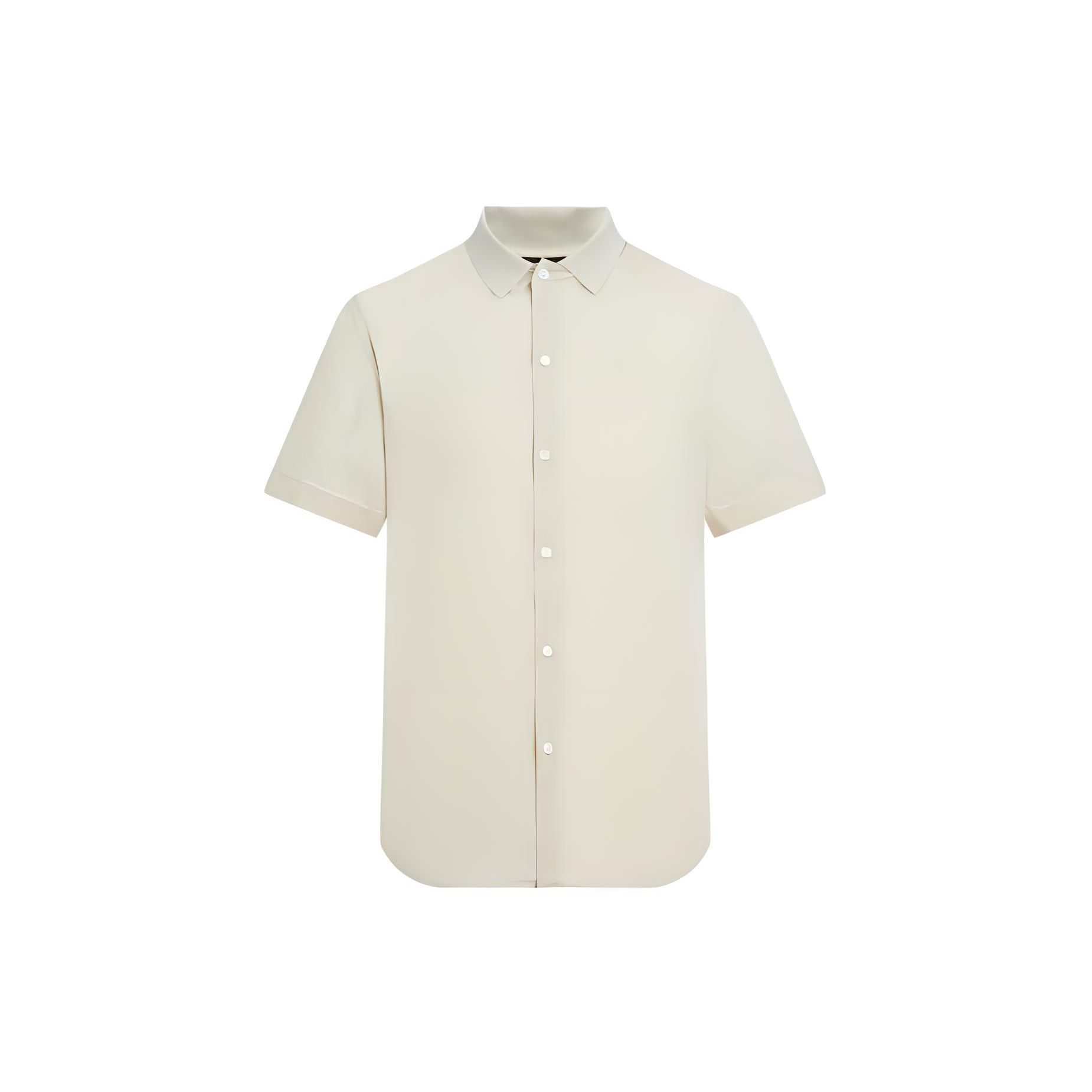 Emporio Armani Effen Kleur Polo Kraag Enkele Rij Knopen Korte Mouwen Shirt Heren shirts Lichtbruin 3L1C83-1N7DZ-0181 M