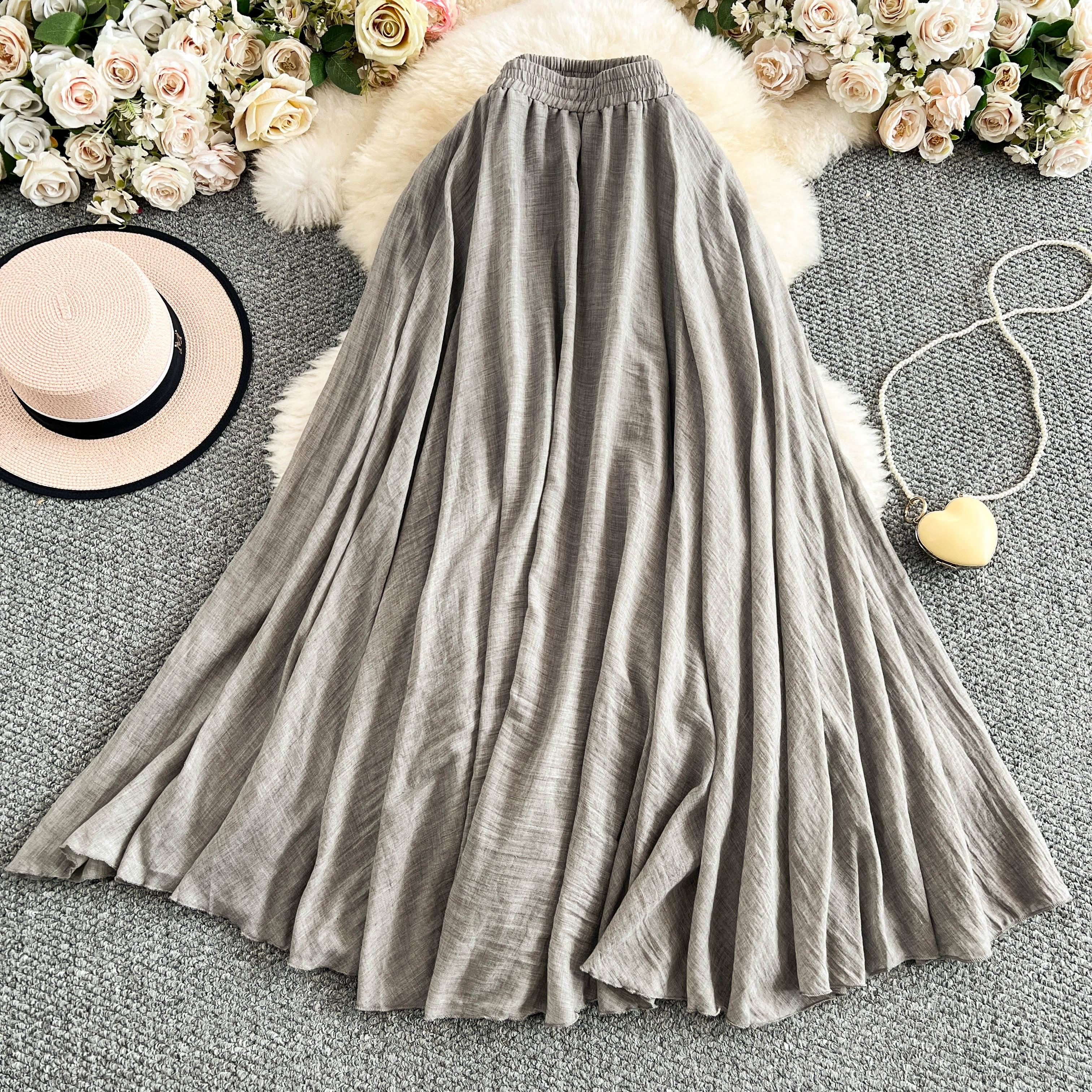 

DIMANAF 2025 Летние однотонные женские новые юбки эластичные элегантные белые плиссированные юбки кружевные с высокой талией One Size