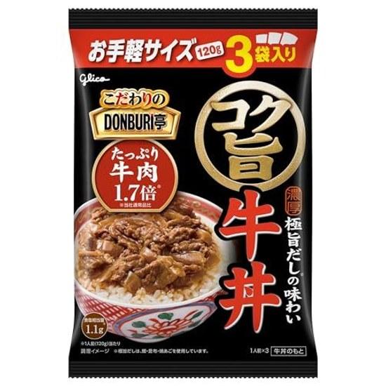 Ezaki Glico Kiwadori no DONBURI-tei Koku Uma Gyudon Packung 3 Portionen
