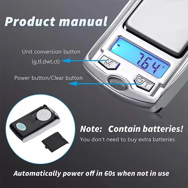 Mini Electronic Digital Pocket Scale 200/100g 0.01g Key Style Portable Precision Weighing LCD Backlit Display For Jewelry