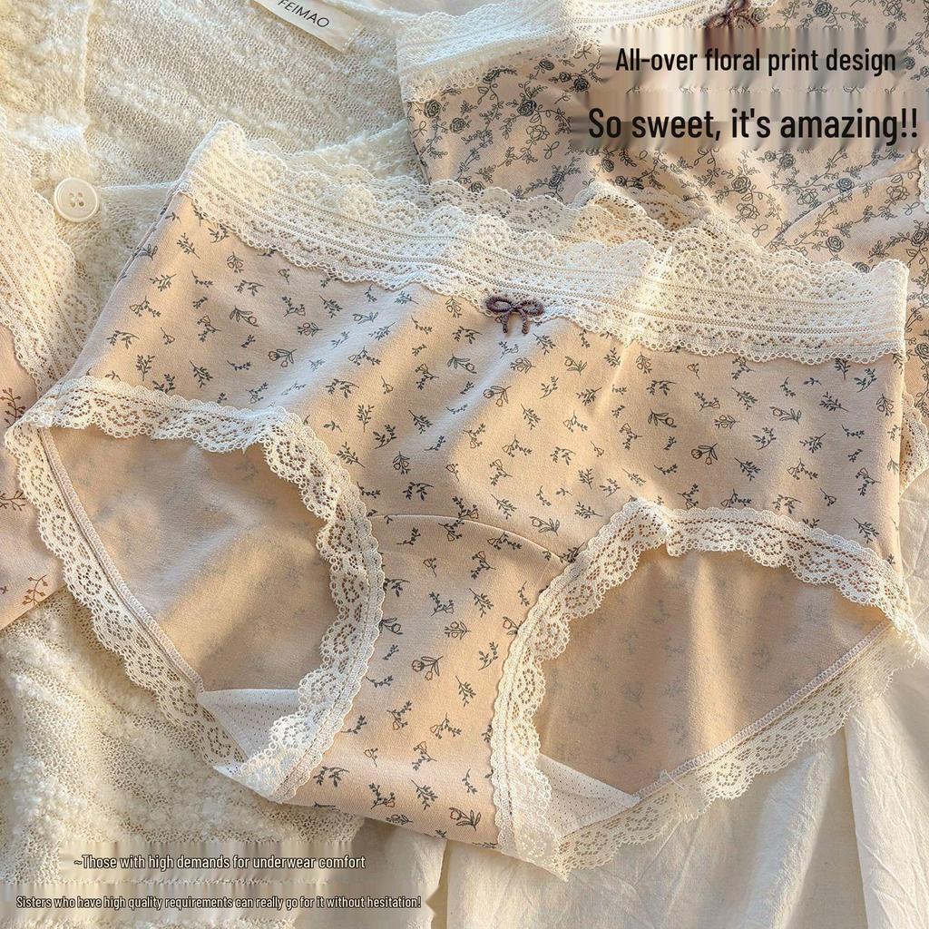 Calcinha Infantil Renda Floral Antibacteriana 10A Cintura Média com Entrepernas Estendido - Confortável