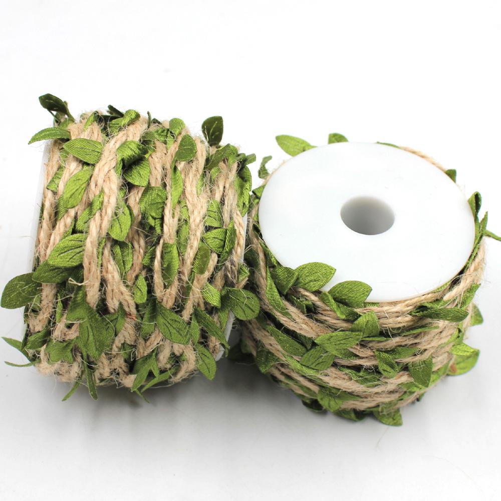 Green Leaf Jute Rope: 10m DIY Vine Leaf Decoration Rope