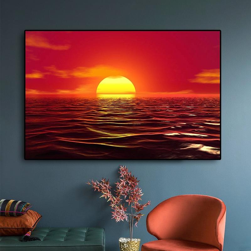 

Аниме «Закат над океаном», пейзаж, холст, живопись на стенах, постеры и принты, настенные художественные фотографии для гостиной, домашний декор