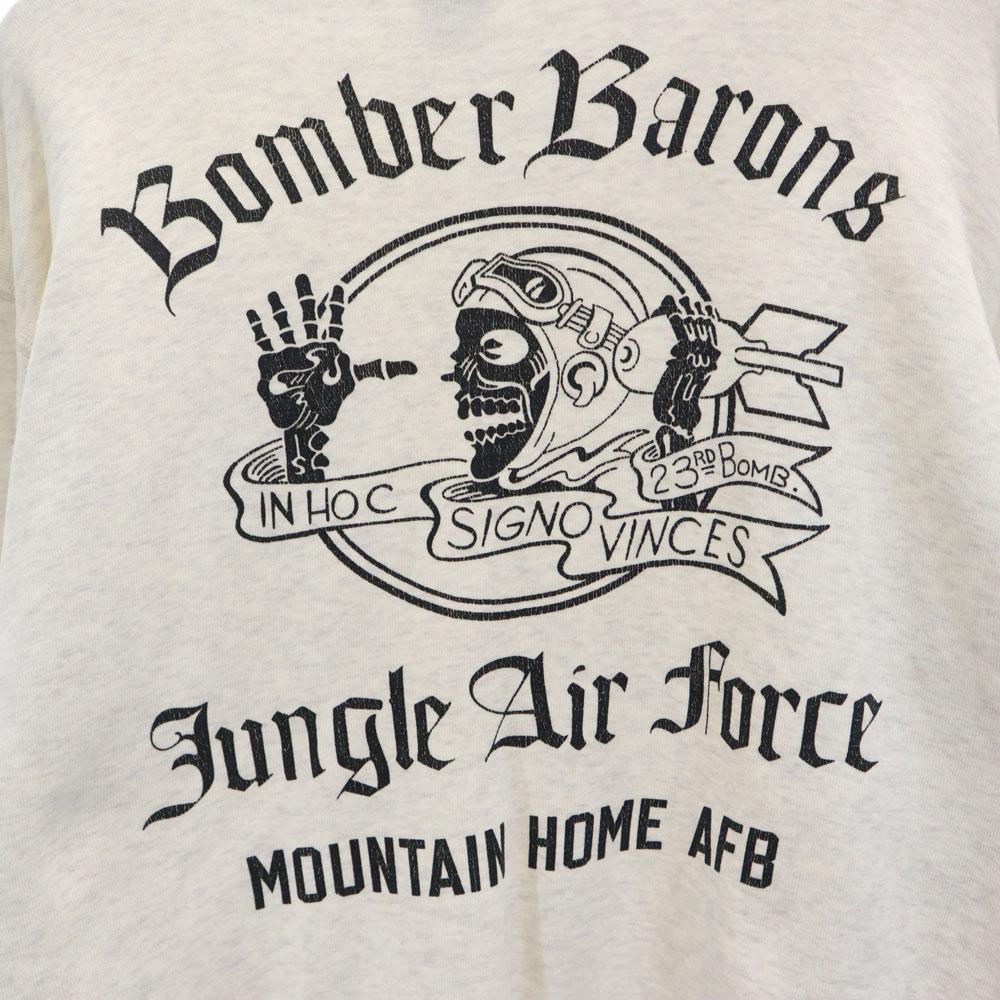 Buzz Rickson's Back Print Long Sleeve Sweat Trainer M Light Gray Men's Used