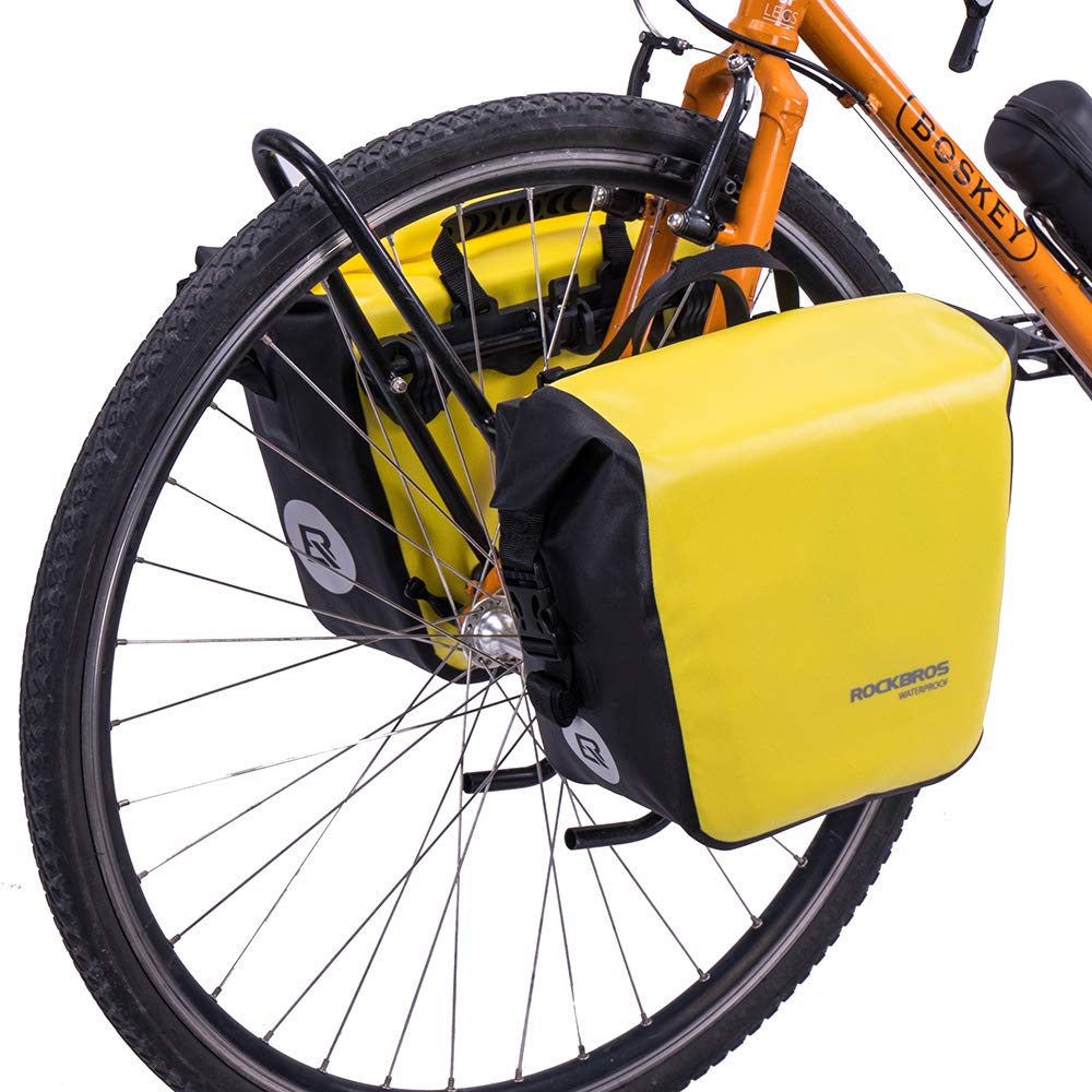 ROCKBROS Bicycle Rear Waterproof Shoulder Set of Pannier Large Capacity Carrier Bag Bag, Bag, 2, Bag, (Yellow (New Model))