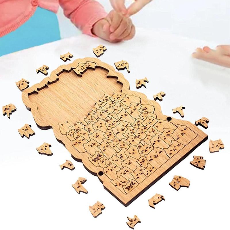Cute Hundred Cat Puzzle Cartoon Wooden Jigsaw Puzzle Funny Animal Puzzle Kids Christmas Gifts