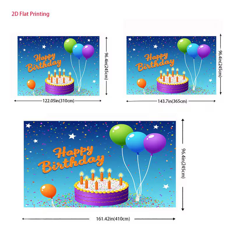 2D Birthday Cake Balloon Backdrop 2D Confetti Star Photo Background for Themed Shoot