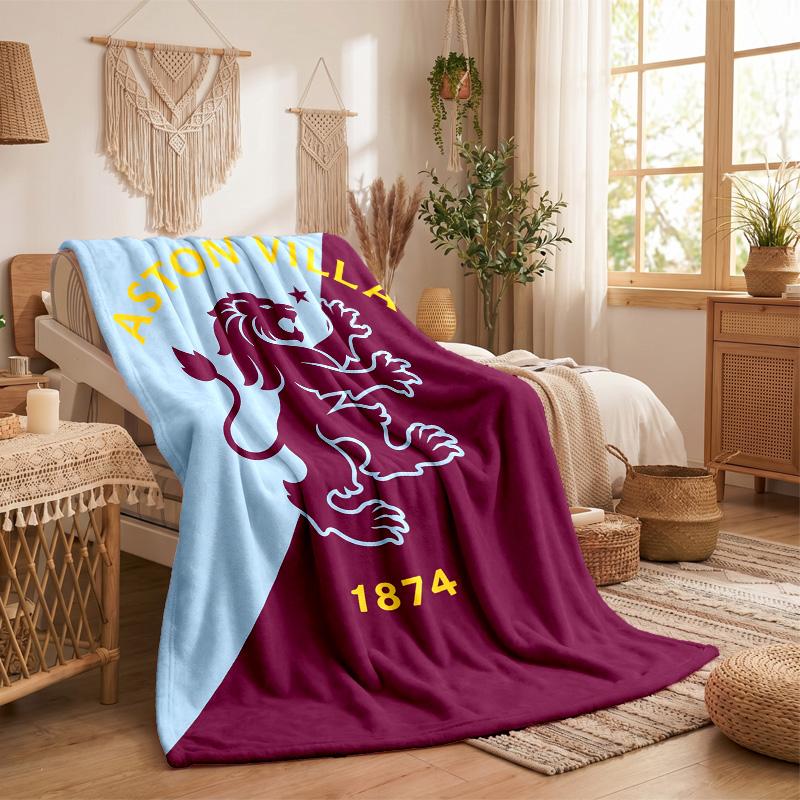 Aston Villa Football Print Flannel Blanket Soft Warm Sofa Bed Throw Blanket For Home Office Bedroom