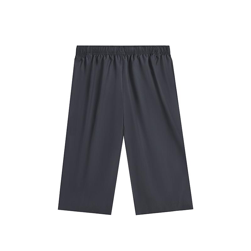 Li Ning Table Tennis Series Solid Color Brand Logo Print Fitness Lightweight Sports Quick-Dry Seven-Point Casual Pants Men Bottoms Ink-Gray AKQU419-3
